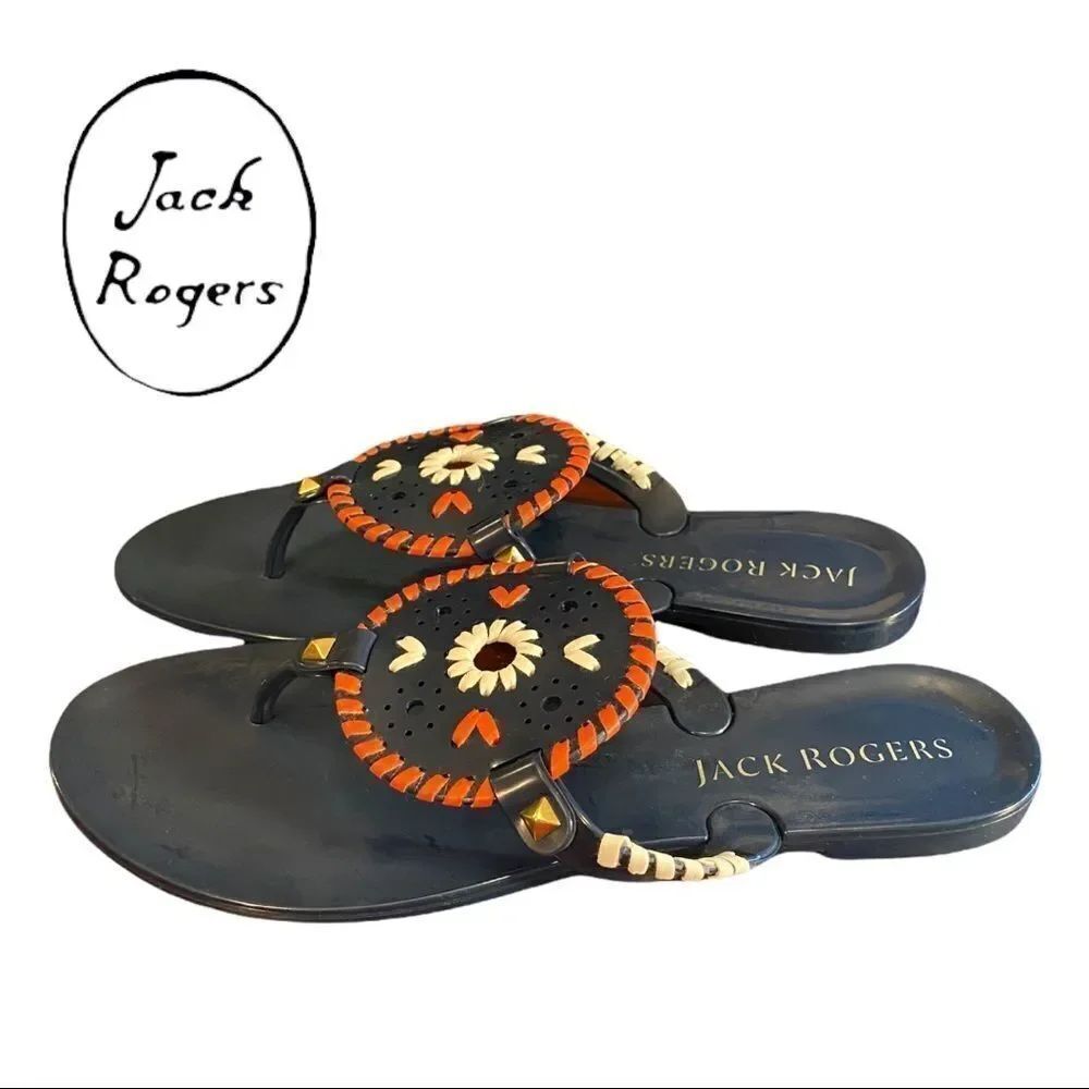 NIB Jack Rogers "Georgica" Sparkle Jelly Midnight Red Thong Sandals 9 10 11